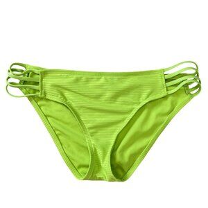 ⭐ 3/$15 Vintage Mossimo Neon Green Ribbed Bikini Bottom S With Side Straps